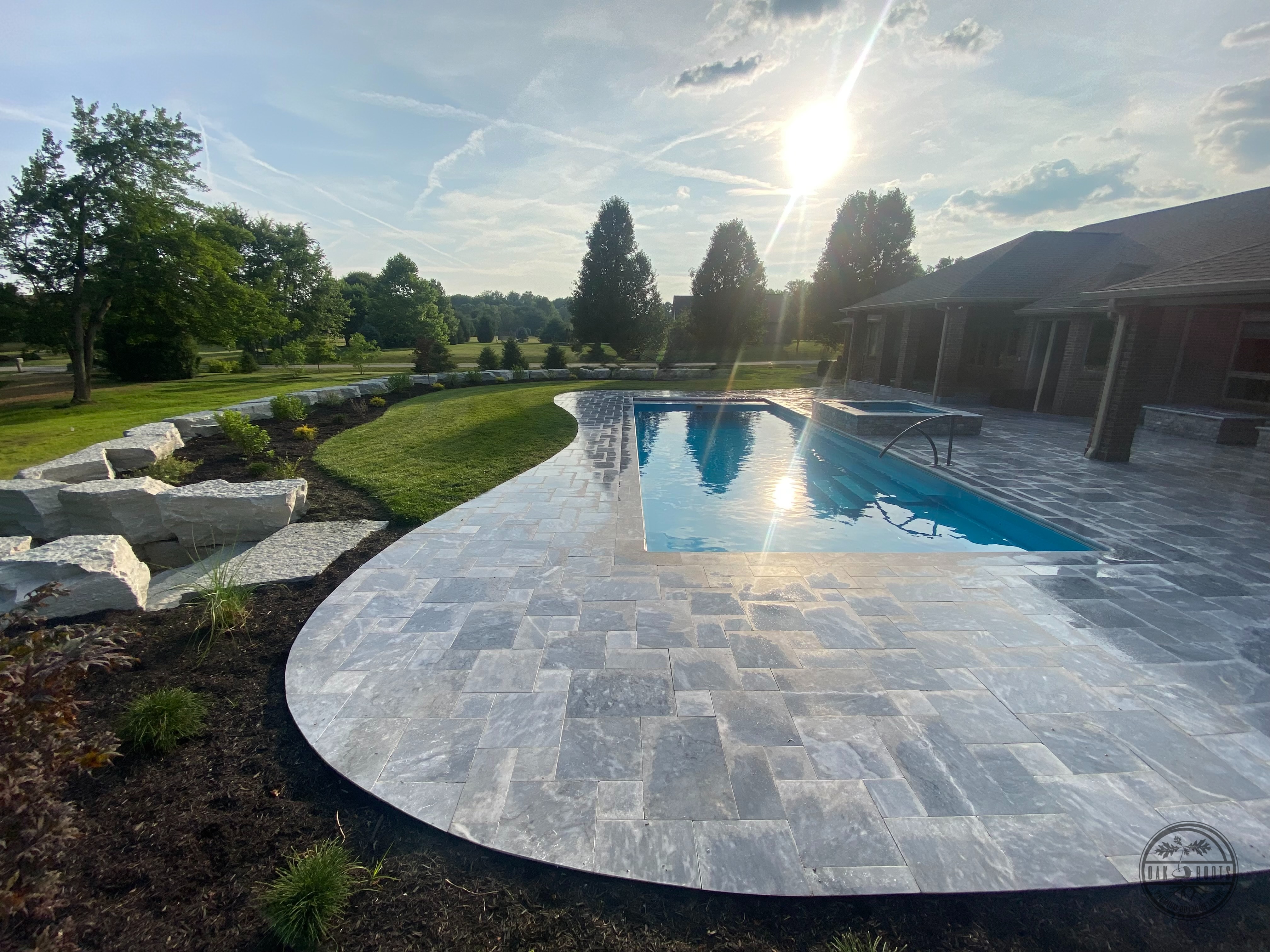 Custom patio and pergola outdoor living project by Oak Roots LLC Milan Indiana