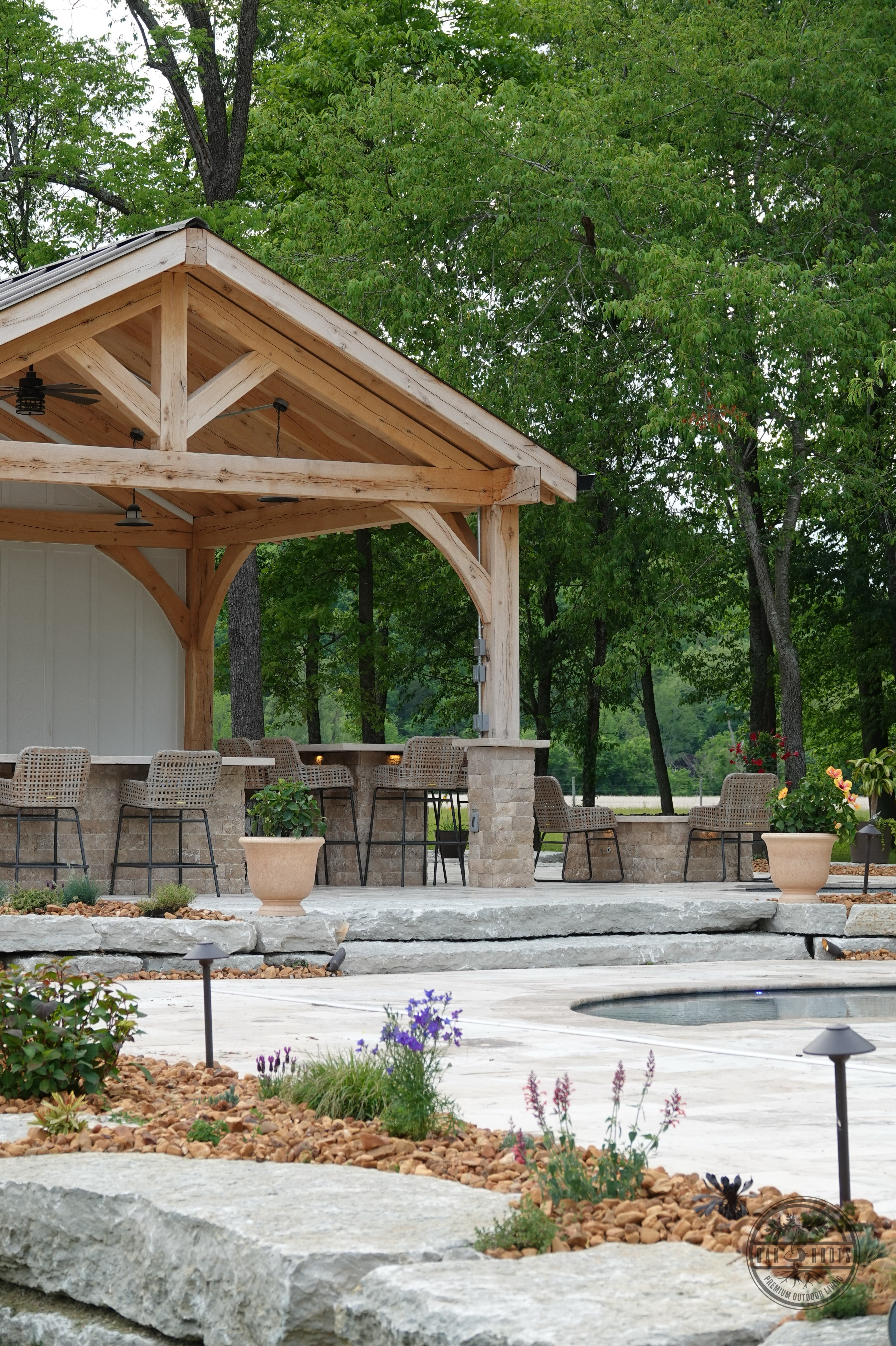 Custom timber frame pavilion by Oak Roots LLC Milan Indiana