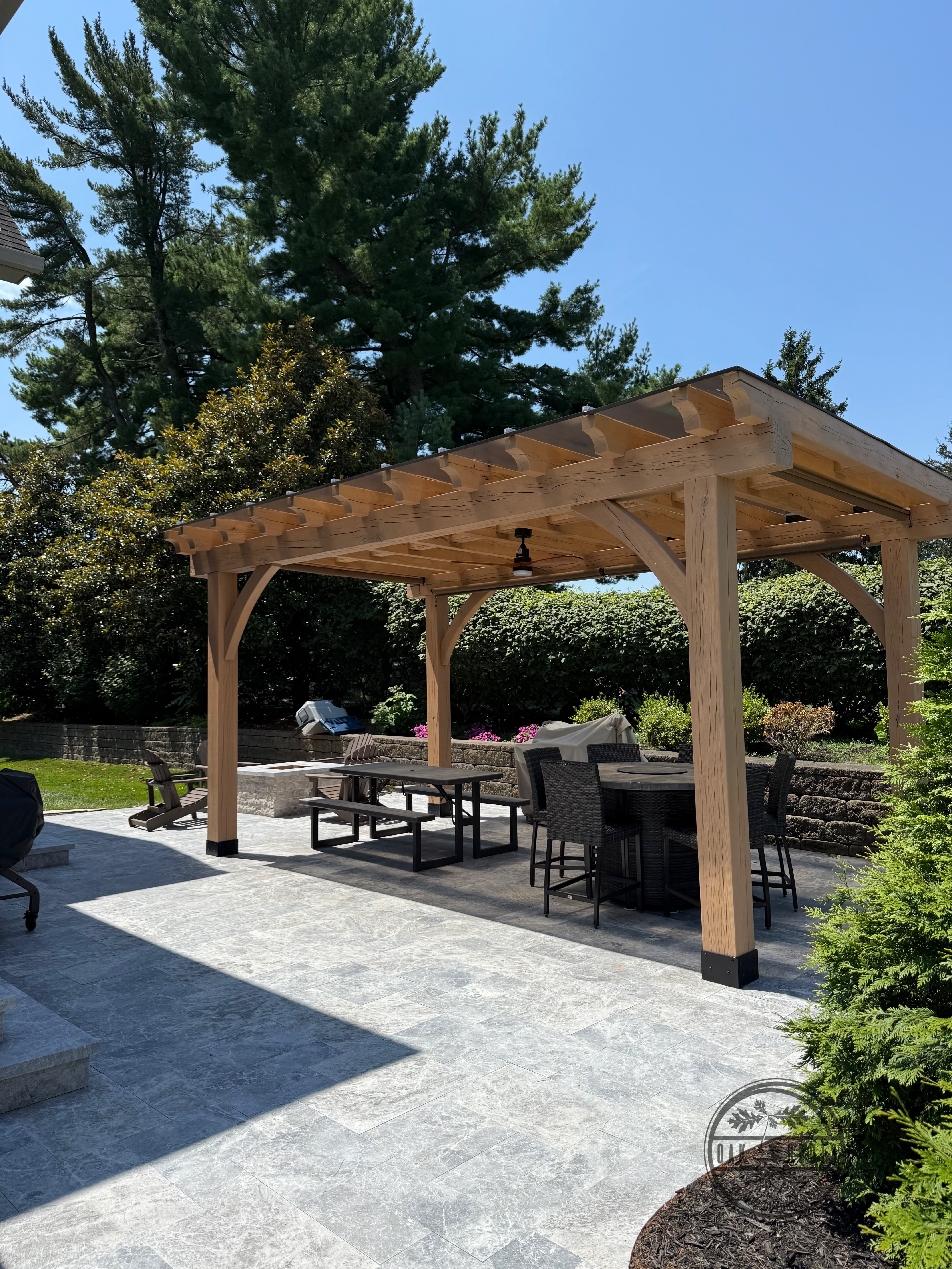 Custom timber frame pergola by Oak Roots LLC Milan Indiana