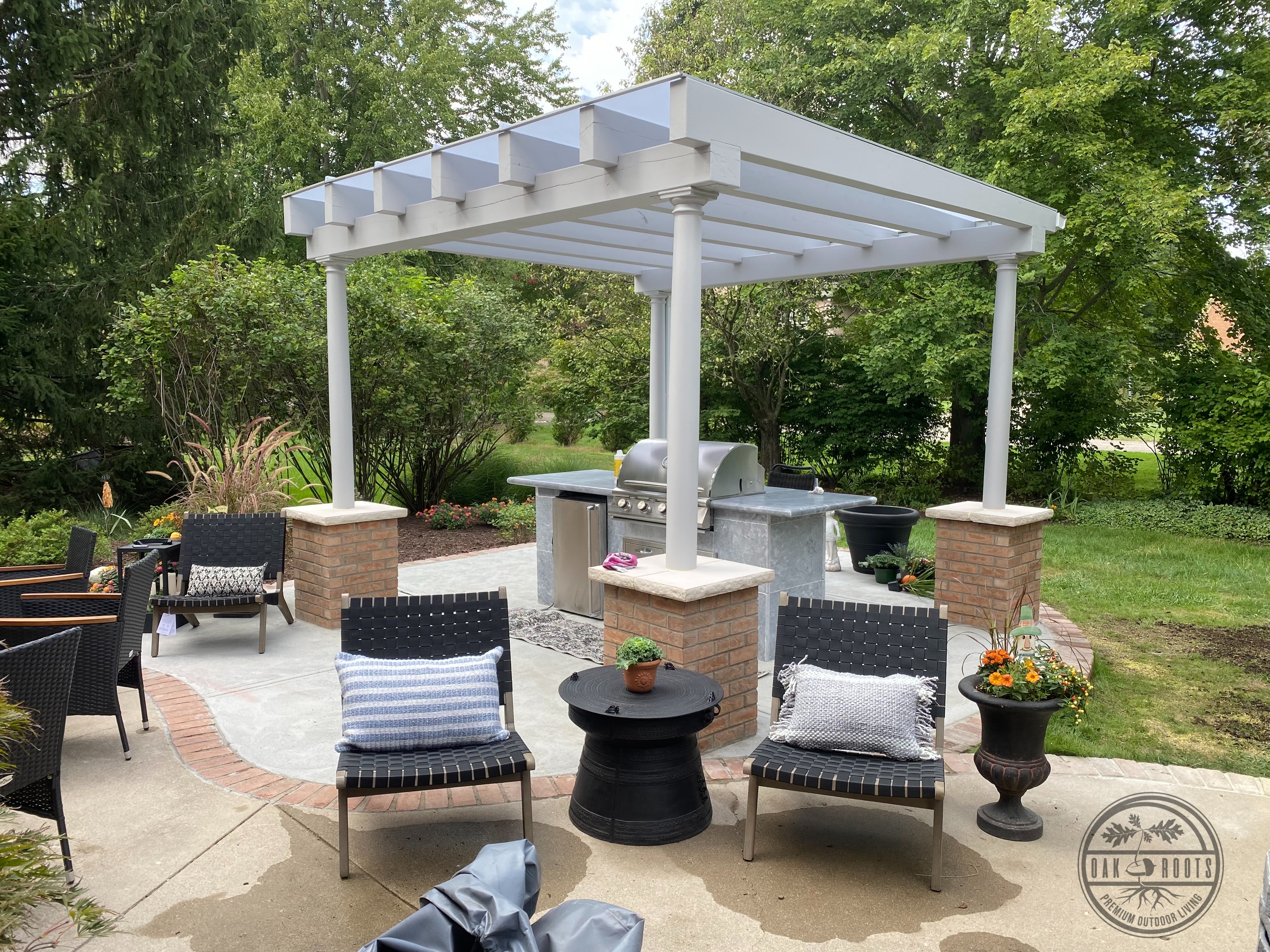 Custom timber frame pergola by Oak Roots LLC Milan Indiana